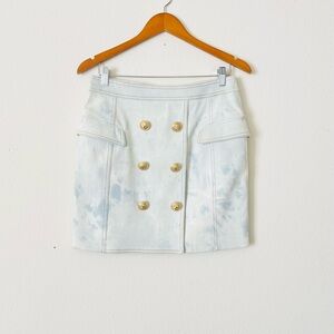 Balmain Paris EU SIZE 42 denim tiedye button mini skirt